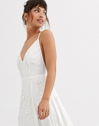 ASOS DESIGN ASOS EDITION cami wedding dress with sequin and bead embellishment