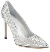 Thumbnail for your product : Manolo Blahnik BB Jet Crystal-Coated Satin Pumps
