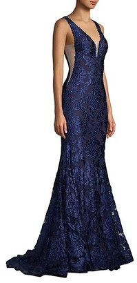 Jovani Lace Deep V-Neck Mermaid Gown