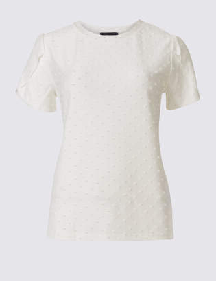 M&S Collection Textured Spot Short Sleeve T-Shirt