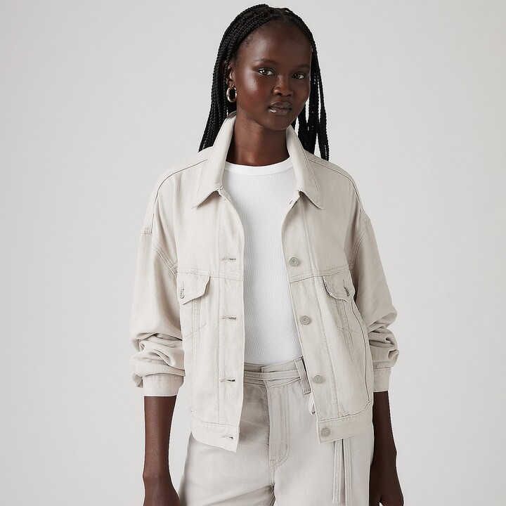 Levi's Shrunken '90s Linen Blend Lightweight Trucker Jacket - Women's - Crystal Gray
