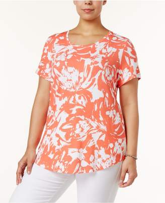 JM Collection Plus Size Printed Short-Sleeve Top, Created for Macy's