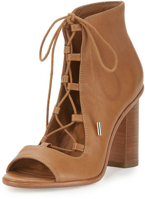 Joie Cordelia Lace-Up Open-Toe Chunky-Heel Bootie, Whiskey