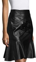 Thumbnail for your product : Derek Lam 10 Crosby Lace-Up Peplum Leather Skirt