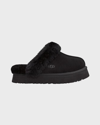 UGG Disquette Suede & Shearling Platform Slippers