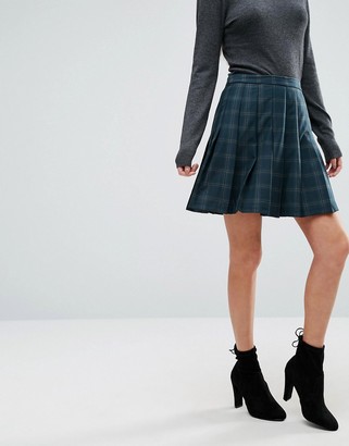 Oasis Check Pleated Mini Skirt