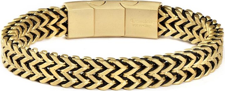 Crucible Jewelry Crucible Los Angeles Gold Matte Finish Stainless Steel Double Row Franco Chain Bracelet