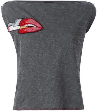 Just Cavalli 'lips' patch blouse