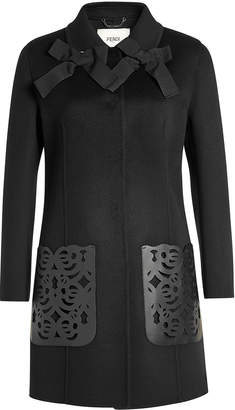Fendi Wool Coat with Leather Pockets