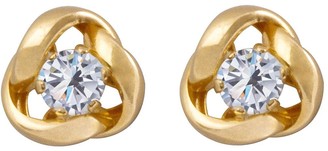 Love GOLD 9ct Gold 6.5mm three-way knot studs with 3mm Cubic Zirconia
