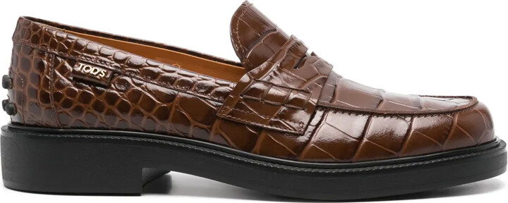 Tod's Croc-Effect Loafers ShopStyle