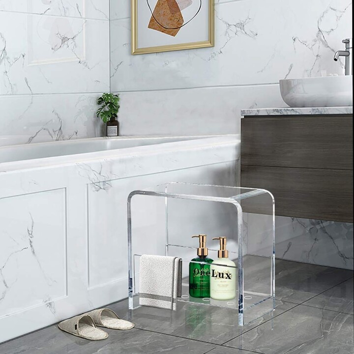 Howcool Waterfall Clear Acrylic Vanity Bathroom Side Table with