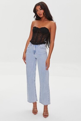 Forever 21 Sheer Lace Sweetheart Corset Top
