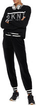 Thumbnail for your product : DKNY Striped Cotton-blend Velour Track Pants