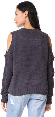 J.o.a. Cable Cold Shoulder Sweater