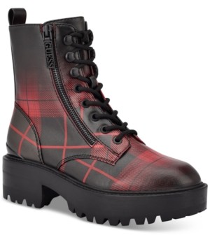 red and black plaid womens boots