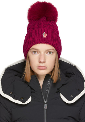 MONCLER GRENOBLE Pink Fur Pom Pom Beanie - ShopStyle Hats