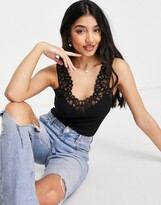 Thumbnail for your product : Morgan lace detail cami top in black