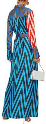 Diane von Furstenberg Paneled Printed Silk Maxi Shirt Dress