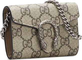 Gucci GG Supreme Monogram Dionysus Chain Wallet Taupe