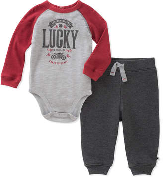 Lucky Brand Red & Gray Raglan Bodysuit & Joggers - Infant