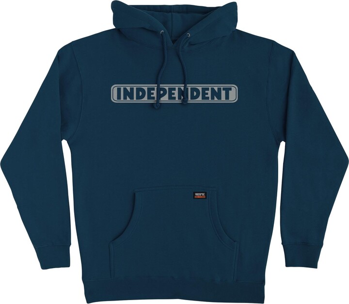 Independent TRUCK COMPANY Heavyweight Pullover Hooded Sweatshirt Bar Logo Reflective Skate Hoodie - Navy
