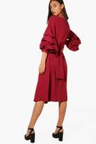 Thumbnail for your product : boohoo NEW Womens Kat Ruched Sleeve Midi Wrap Dress in Polyester