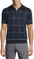 Thumbnail for your product : Brioni Short-Sleeve Windowpane Pullover, Blue Solid