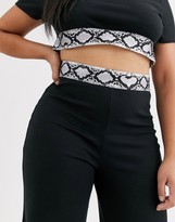 Thumbnail for your product : Lasula Plus lounge pant with contrast trim co ord in black