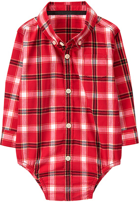 Gymboree Red Plaid Button-Up Bodysuit - Infant