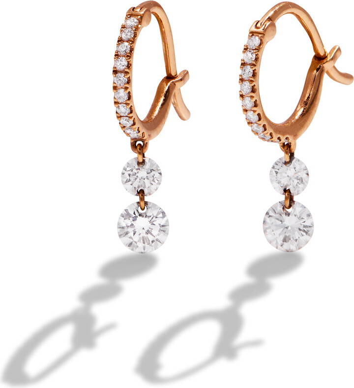 Raphaele Canot Set Free Double Diamond Rose Gold Mini Hoop Earrings