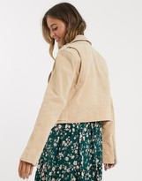 Thumbnail for your product : ASOS DESIGN suede biker jacket in sand