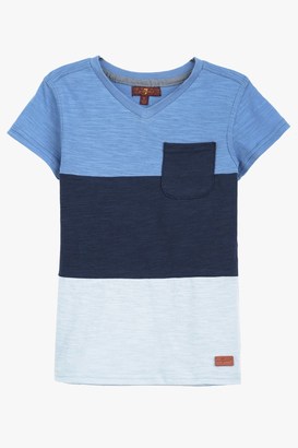 7 For All Mankind Boys Boys 4-7 Short-Sleeve V-Neck Colorblock Slub Jersey Pocket T-Shirt In Riviera