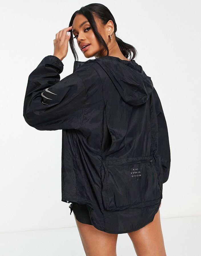 Nike Running Run Division packable jacket in black ShopStyle