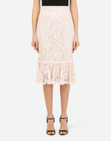 Thumbnail for your product : Dolce & Gabbana Lace midi skirt with ruffle detailing