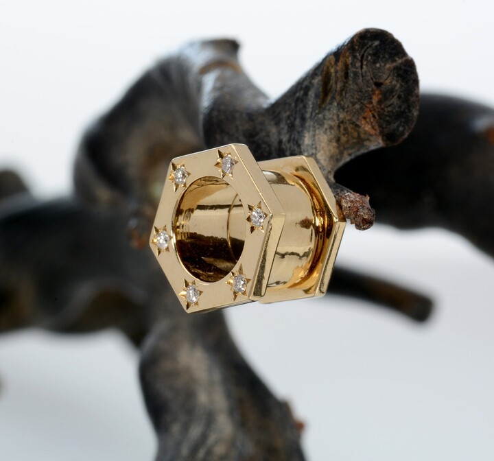 Etsy Real Gold Ear Tunnels Plugs Gauge White Diamonds Custom Gauges