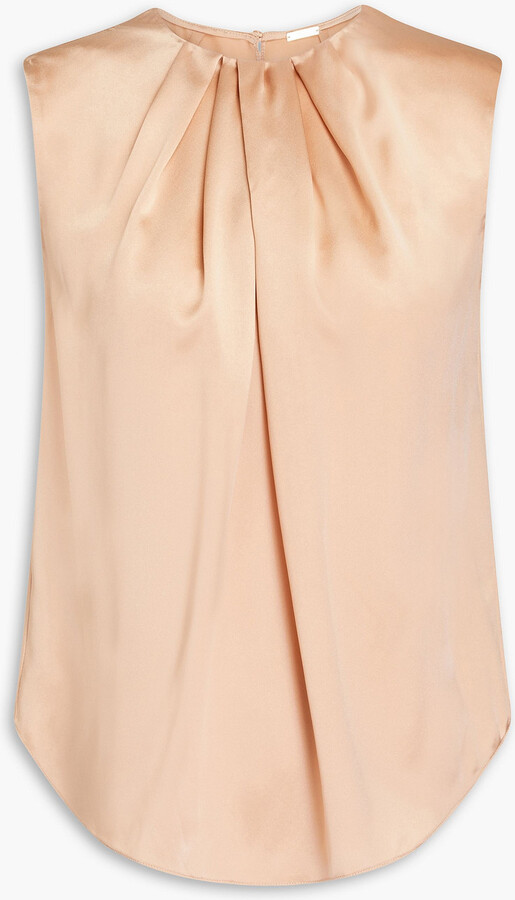 Adam Lippes Pleated silk-satin top - ShopStyle
