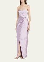 Thumbnail for your product : J. Mendel Strapless Silk Hand-Pleated Draped Bustier Gown