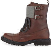 Thumbnail for your product : Brunello Cucinelli Lace-Up Monili Combat Boot, Espresso