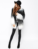 Thumbnail for your product : Story Of Lola Faux Fur Coat In Shaggy Long Hair With Dip Dye