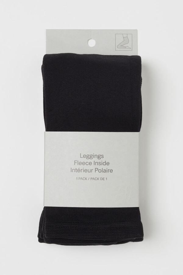 H&M Fleece Leggings - Black - ShopStyle Hosiery