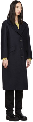 Harris Wharf London Navy Pressed Wool Oversized Great Coat