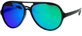 Thumbnail for your product : JuicyOrange Fashion Aviator Sunglasses Retro Unisex Plastic Frame Matte Black, Teal Mirror