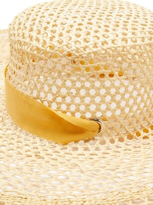 Sensi Calado Ribbon-trimmed Straw Boater Hat - Beige