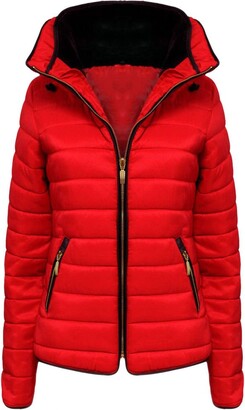 H&F Girls Women Ladies Zara Inspired Quilted Bubble Puffer Padded Plain Full Long Sleeve Zip Up Hip Length Winter Zipped High Faux Fur Inside Collar Coat Jacket Size 8 10 12 14