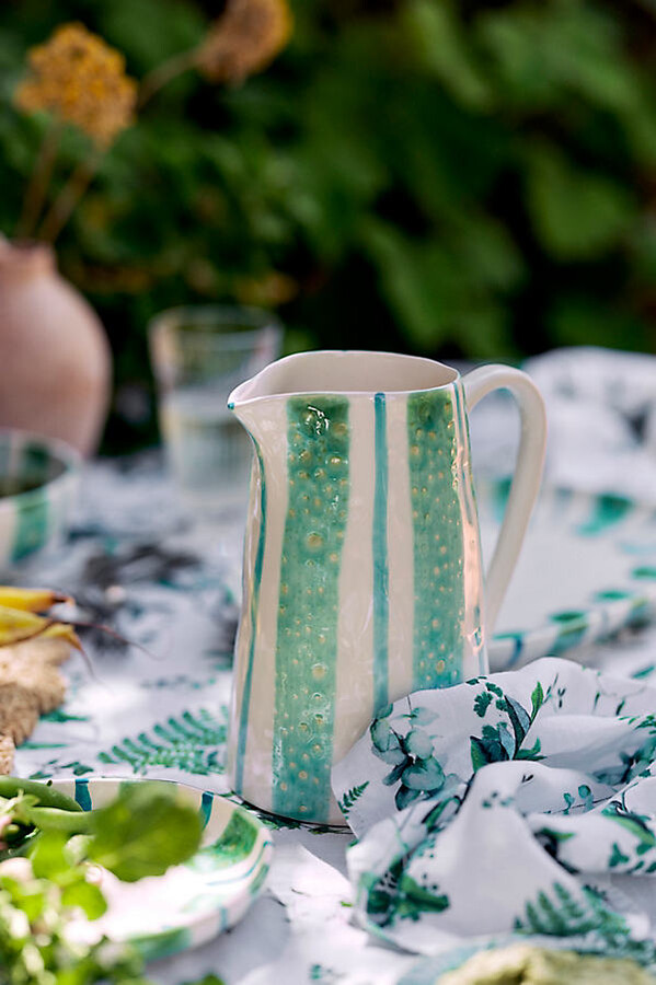 Striped Earthenware Pitcher