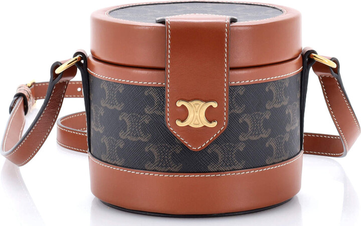 Celine Tambour Bag Triomphe Coated Canvas Small