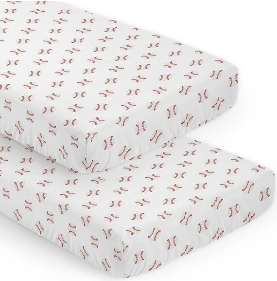 Sweet Jojo Designs SweetJojoDesignsBoyFittedCribSheetsSetBaseballPatchRedandWhite2pc