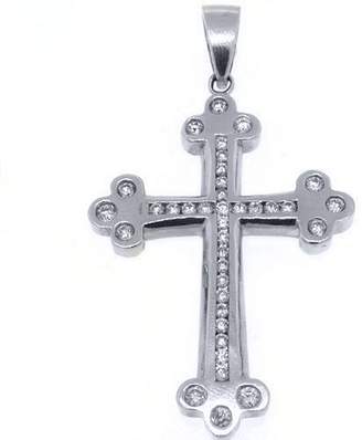 TheJewelryMaster 14k White Gold Round Diamond Cross Pendant 2 Carats