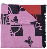 Thumbnail for your product : Vivienne Westwood Colourblock Orb-Woven Fringed Scarf